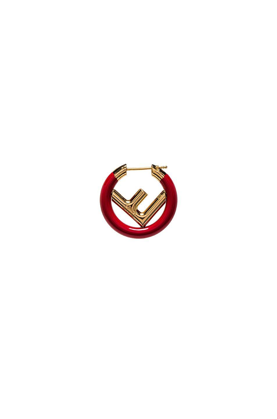 Red Gold F Logo - Fendi F is Fendi Earring in Red & Gold