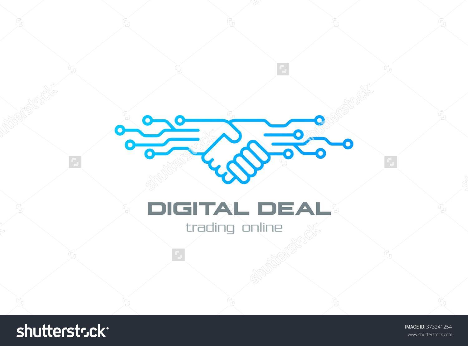 Shaking Hands Logo - Digital Deal Online Contract Handshake Logo Design Vector Template ...