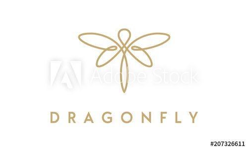 Dragonfly Logo - Minimalist elegant Dragonfly logo design with line art style