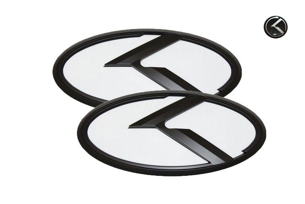 Black Kia Logo - 3D K Logo Emblem White & Black Edition Set 3pc Front +
