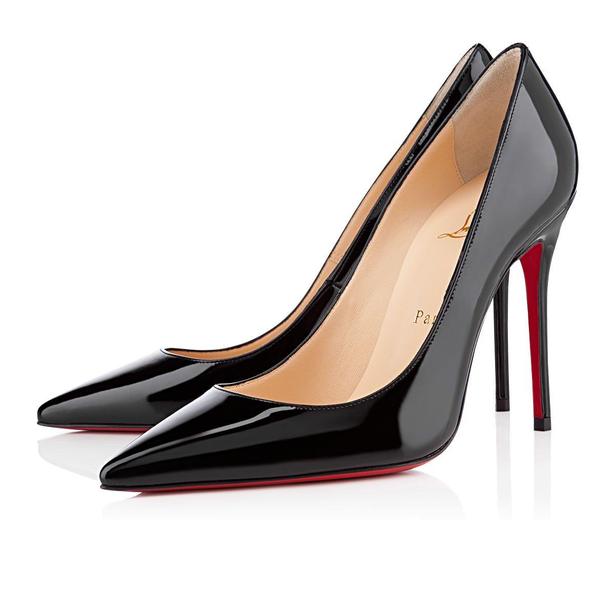 Black Christian Louboutin Logo - Decollete 554 100 Black Patent Leather - Women Shoes - Christian ...