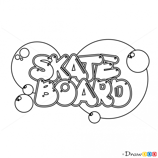 Drawings of Skateboard Logo - How to Draw Skateboard, Graffiti