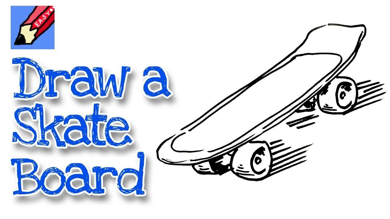 Drawings of Skateboard Logo - How to draw a Skateboard Real Easy - for kids and beginners - YouTube