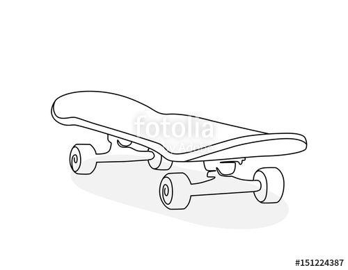 Drawings of Skateboard Logo - Hand line drawing of a skateboard
