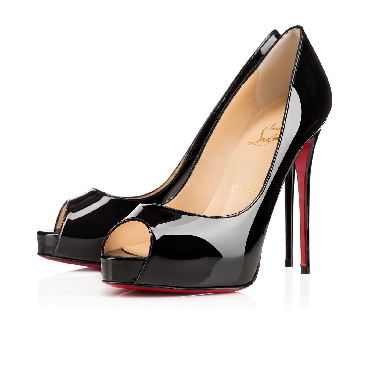 Black Christian Louboutin Logo - NEW VERY PRIVE PATENT 120 Black Patent Calfskin - Women Shoes ...