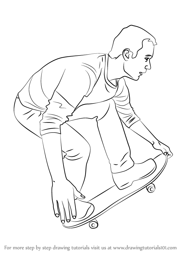 Drawings of Skateboard Logo - Learn How to Draw a Skateboarder (Skateboarding) Step by Step ...