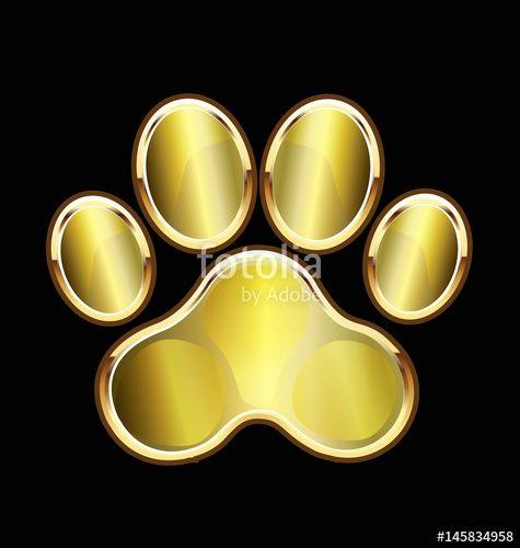 Dog Print Logo - Dog gold foot print logo