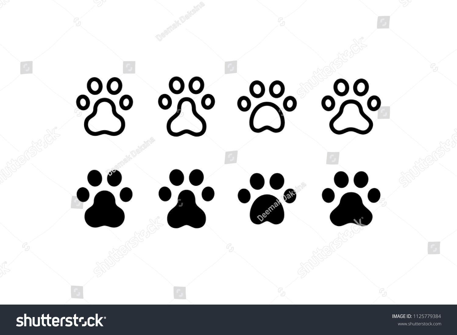 Dog Print Logo - Paw Print Icon Set. paw, animal, dog, print, cat, pet, footprint
