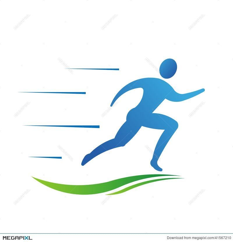 Person Running Logo - Man Running Fast With Trail Logo Illustration 41567210 - Megapixl