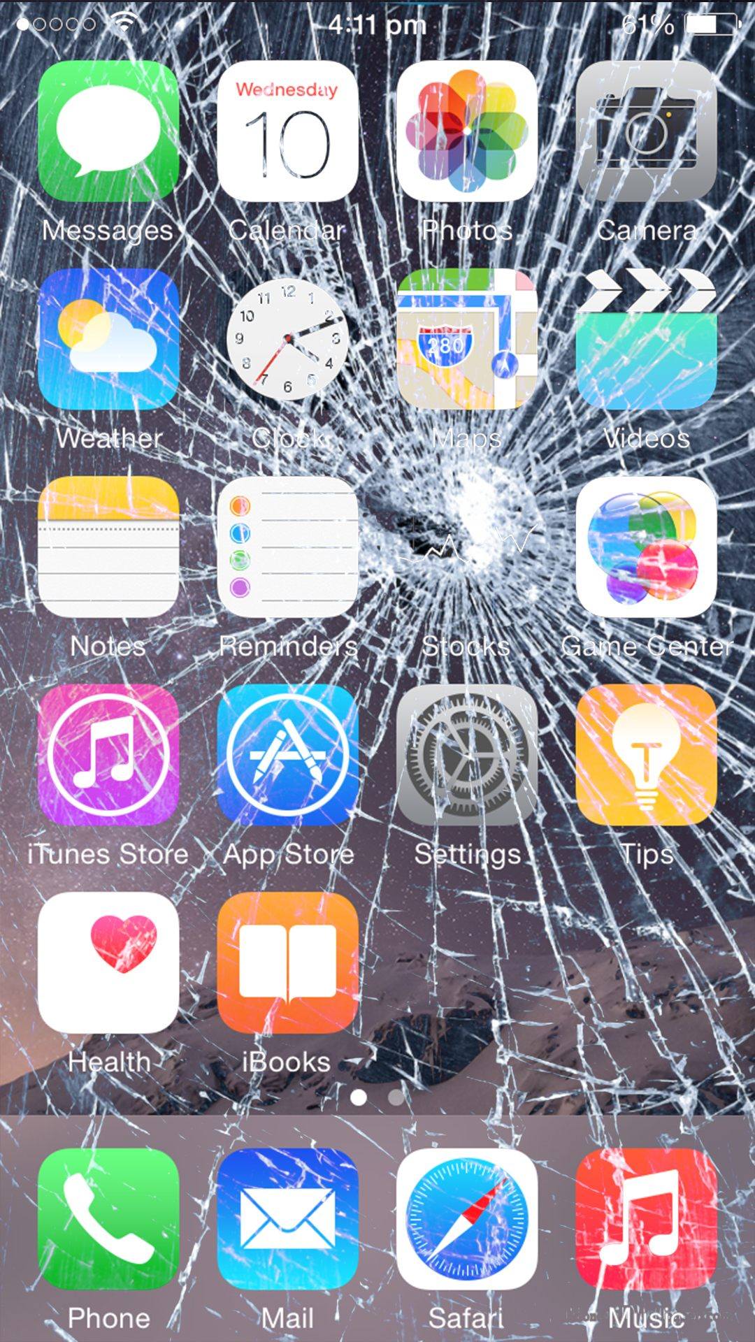 Cracked Phone Logo - Broken Screen Wallpaper For Apple iPhone 6 and 7 Prank