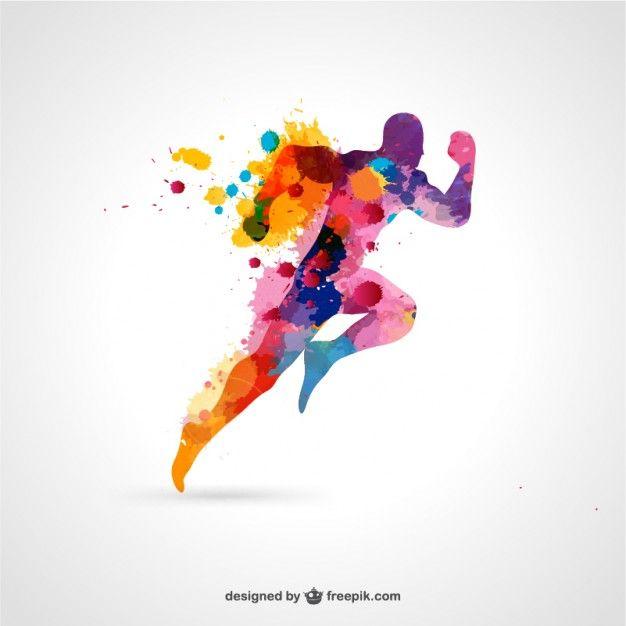 Person Running Logo - Watercolor running man Vector | Free Download