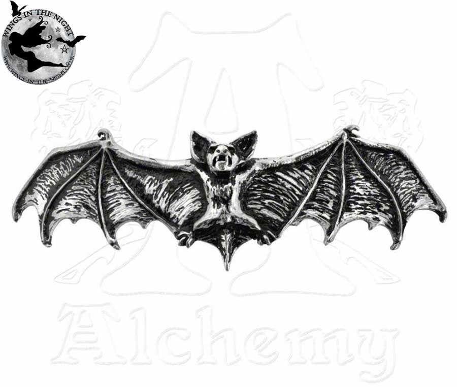 Gothic Bat Logo - Alchemy Gothic Darkling Bat Silver Hair Slide | Gothic Hair Accessories