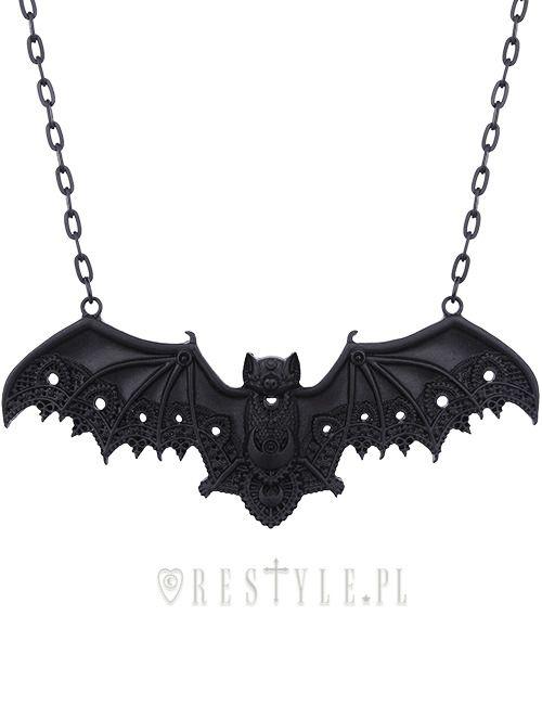 Gothic Bat Logo - Bat pendant, Lace wings, gothic necklace LACE BAT BLACK PENDANT