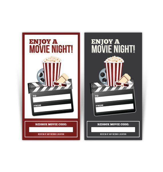 Red Box Movie Logo - Redbox Gift Card Tag Printable - Popcorn, Red, Black - Enjoy a Movie ...