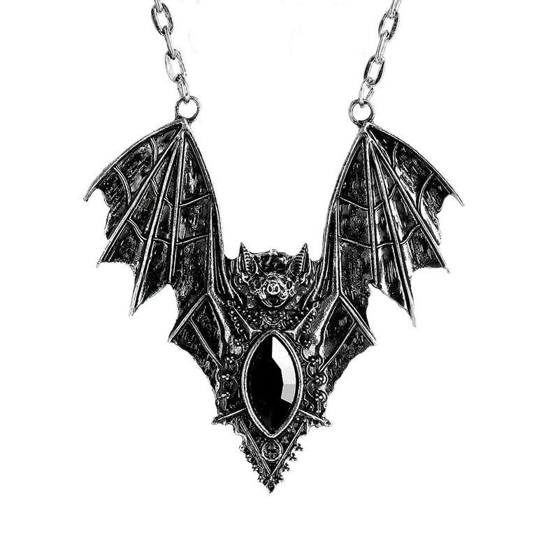 Gothic Bat Logo - Gothic Silver Bat Necklace
