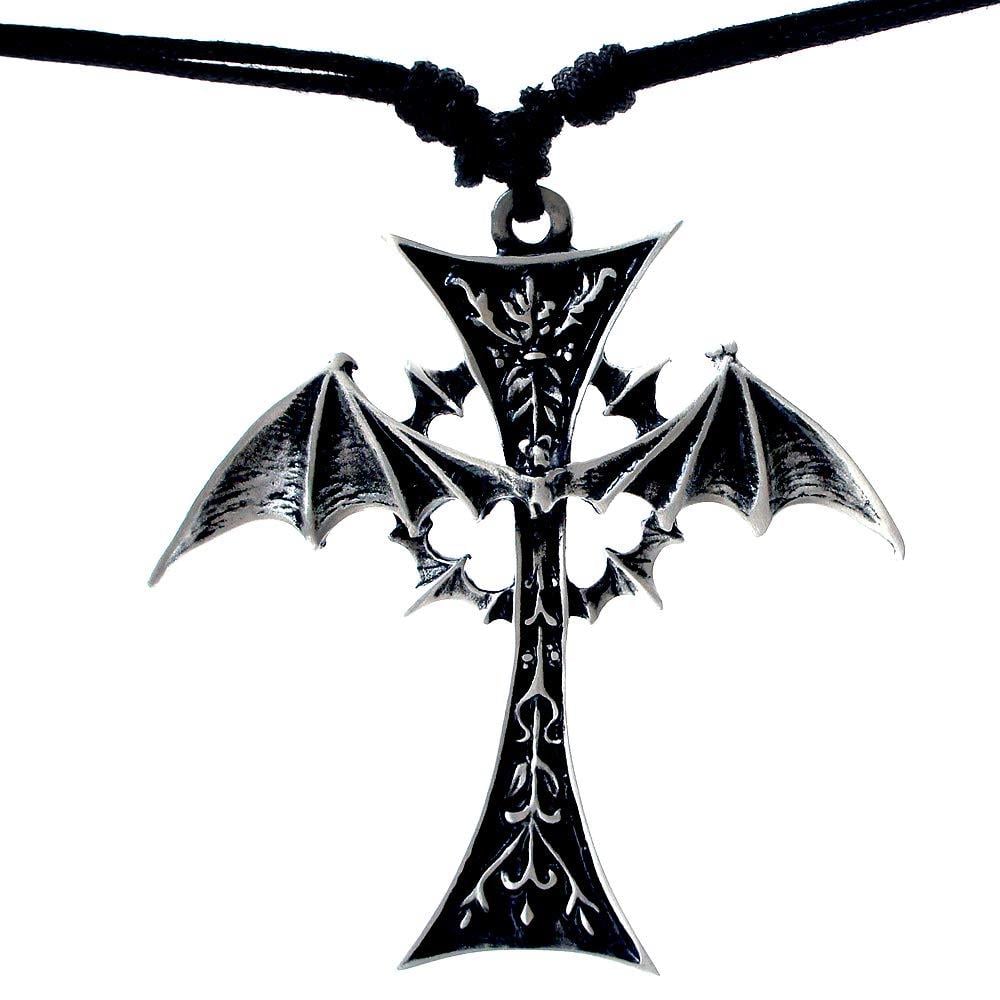 Gothic Bat Logo - OhDeal4U Gothic Bat Winged Vampire Cross Pewter Pendant