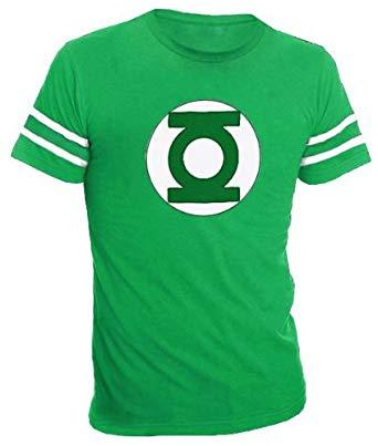 Green Clothing Logo - The Green Lantern Logo With Striped Sleeves Green Adult T-shirt Tee ...