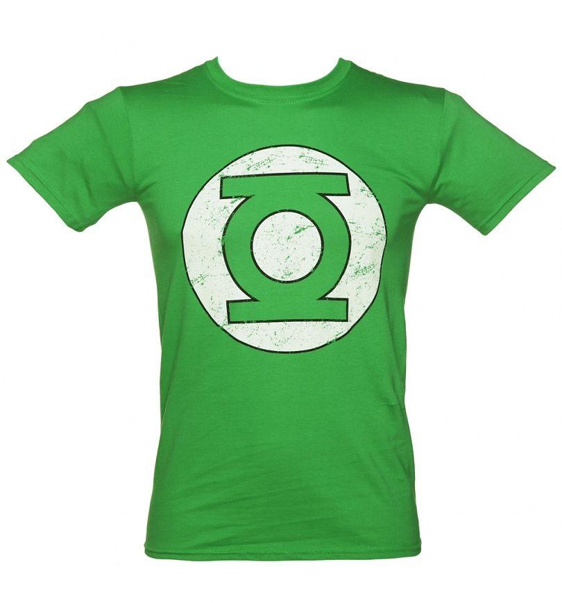 Green Clothing Logo - Men's Green Distressed DC Comics Green Lantern Logo T Shirt