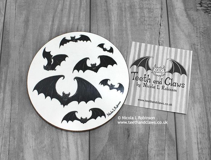 Gothic Bat Logo - Bat Coaster Coaster Decor. Teeth and Claws