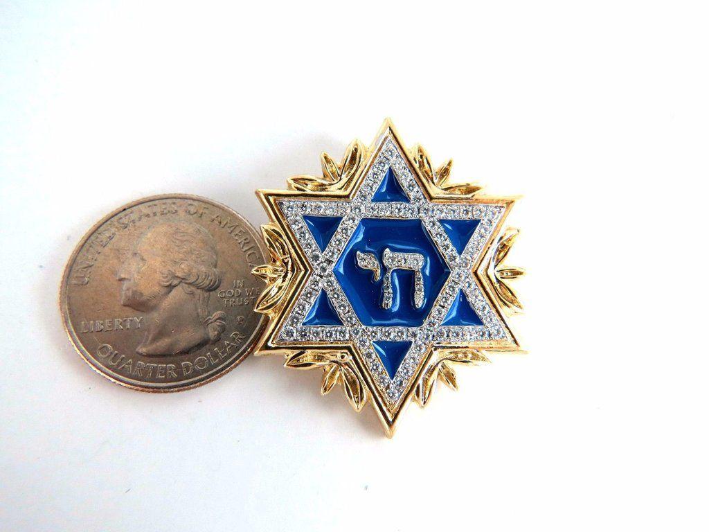 Round Avis Logo - 1.18ct round natural diamonds Jewish star pendant 14kt & Chain Solid ...