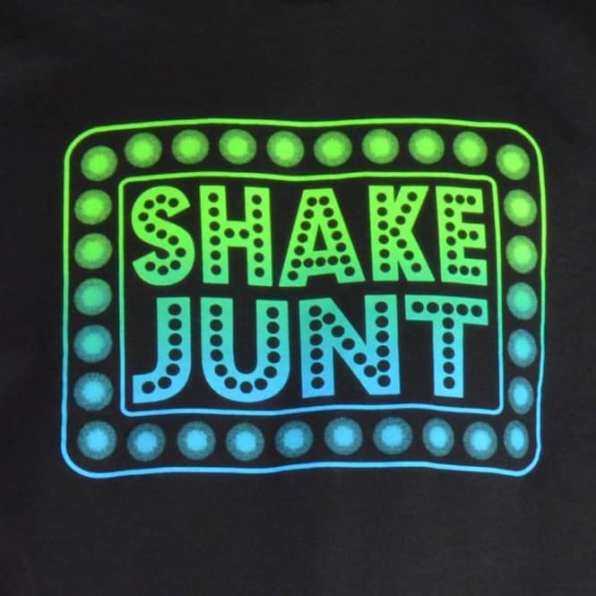 Blue and Green Box Logo - Shake Junt Box Logo Skate T-Shirt - Black/Blue/Green
