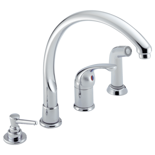 Delta Kitchen Faucets Logo - Single Handle Kitchen Faucet with Spray & Soap Dispenser 174-WF ...