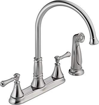 Delta Kitchen Faucets Logo - Delta Faucet 2497LF AR Cassidy, Two Handle Kitchen Faucet With Spray