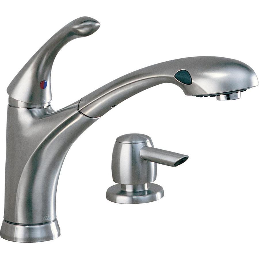 Delta Kitchen Faucets Logo - Delta Debonair Stainless 1-Handle Deck Mount Pull-out Kitchen Faucet ...