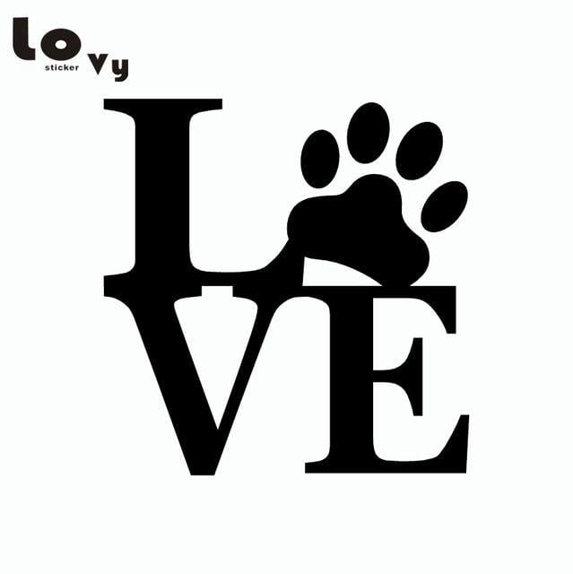 Cute Paw Print Logo - Cute Love Dog Paw Print Car Sticker Cartoon Animal Vinyl Car Decal