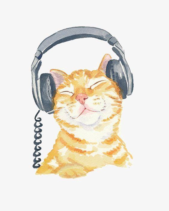 Cat Wearing Headphones Logo - Cat Wearing Headphones, Cat Clipart, Headphones Clipart, Cat PNG ...