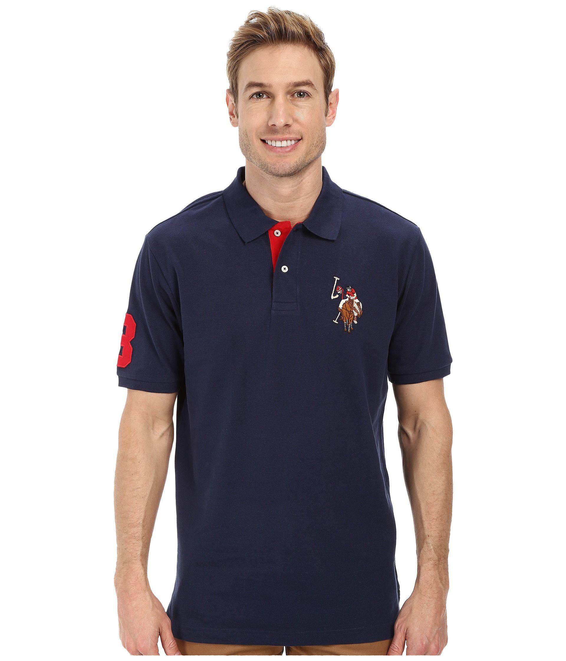 Double Polo Logo - Men,Men Polo Shirt 1365 - Multicolor Double Rider Logo Solid Pique ...