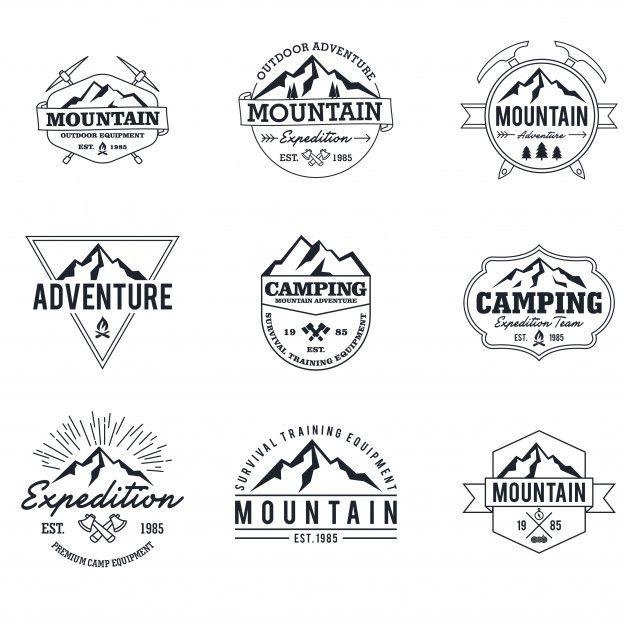 Hipster Mountain Logo - Hipster mountain adventure badges collection Vector | Premium Download