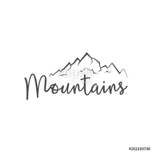 Hipster Mountain Logo - Hand drawn mountain badge. Wilderness old style typography label ...