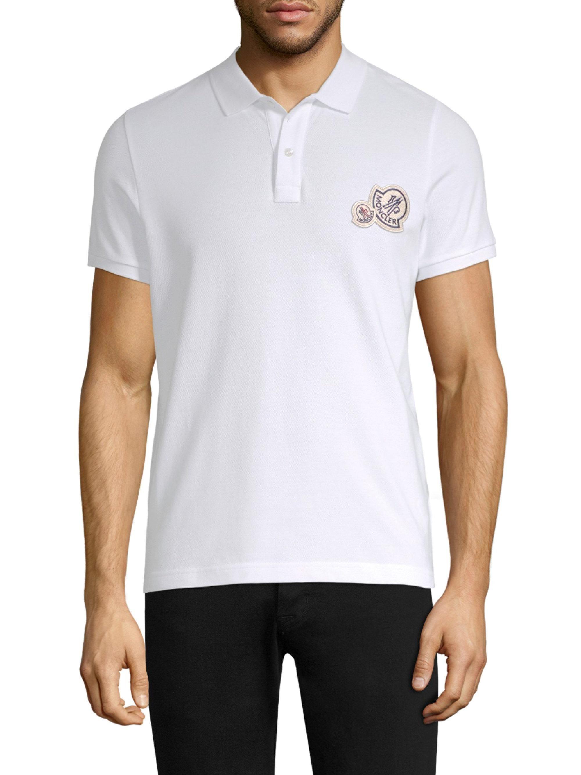 Double Polo Logo - Moncler Double Logo Polo in White for Men - Lyst