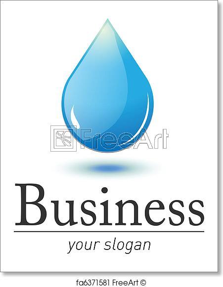 Blue Water Drop Logo - Free art print of Logo water drop. Logo 3D, fresh, blue water drop ...