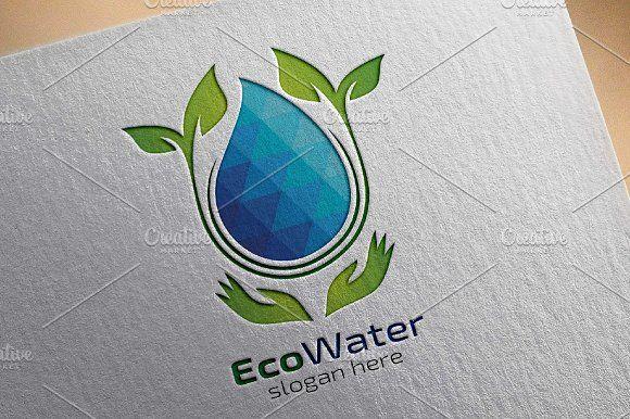 Blue Water Drop Logo - Eco Blue Water Drop Logo Logo Templates Creative Market
