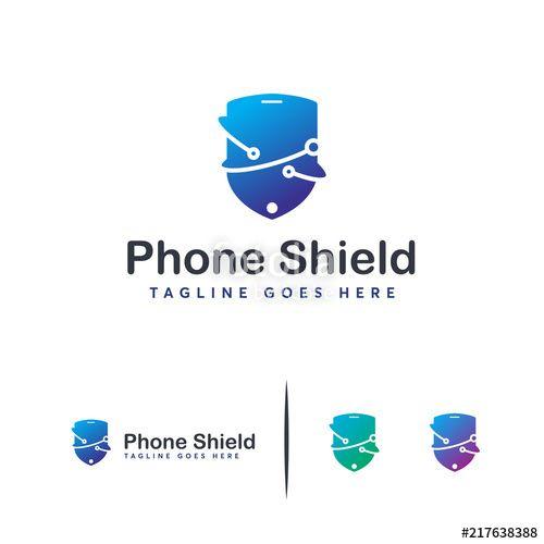 Modern Phone Logo - Modern Phone Shield logo designs vector, Mobile Protect logo ...