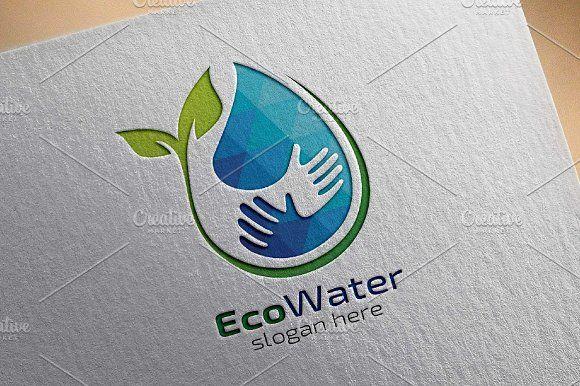 Blue Water Drop Logo - Eco Blue Water Drop Logo Logo Templates Creative Market