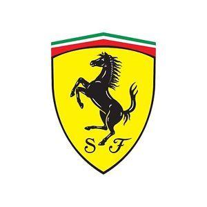 A F in Shield Car Logo - x4 75mm Tall Digitally Printed Ferrari Shield Car Logo Stickers ...