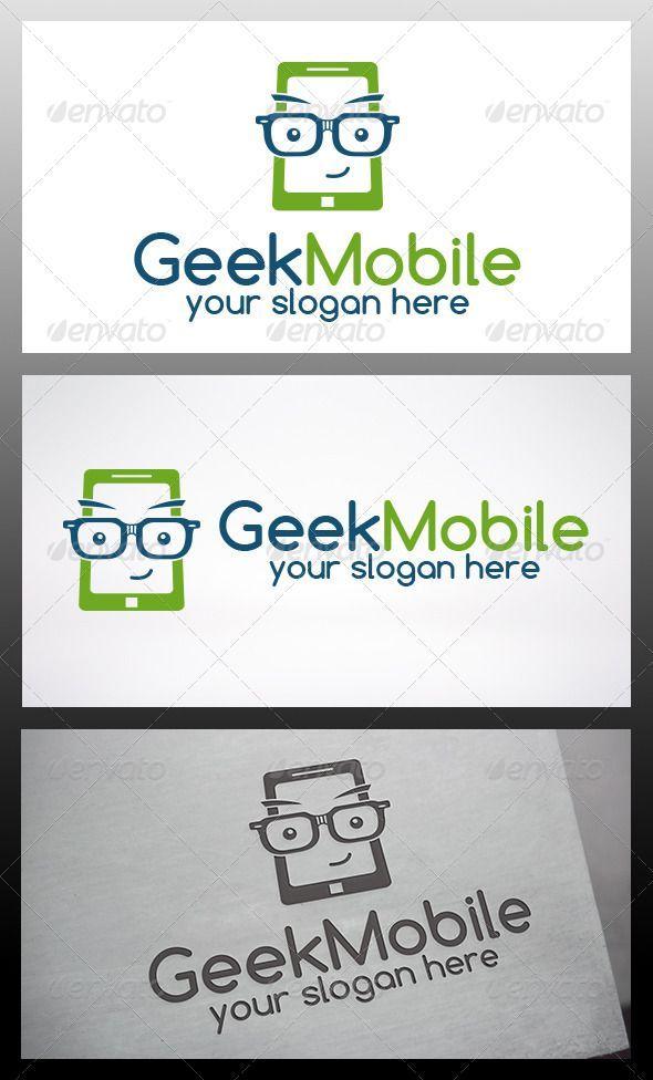 Modern Phone Logo - Geek Phone Logo color version: Color, greyscale and single