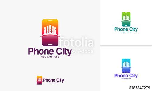 Modern Phone Logo - Phone City Center logo designs concept, Modern Mobile City Logo