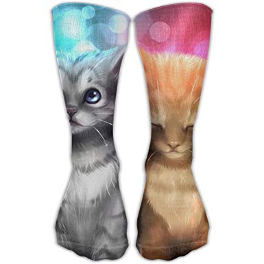 Cat Wearing Headphones Logo - Unisex Tube Socks Crew Cats Wear Headphones Soccer