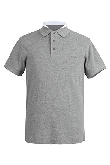 Double Polo Logo - Z ZEGNA Gray Double Collar 100% Cotton Pique Short Sleeve Polo Logo ...