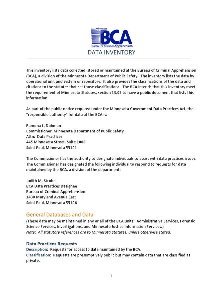 MN BCA Logo - Minnesota BCA Data Inventory Bureau of Criminal Apprehension MGDPA ...