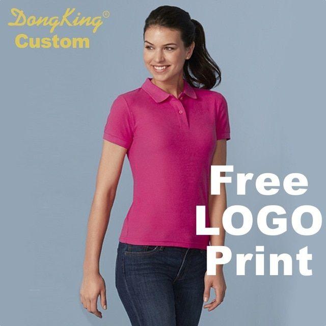 Double Polo Logo - DongKing Custom Polo Shirt double pique knit Cotton Women Semi Short