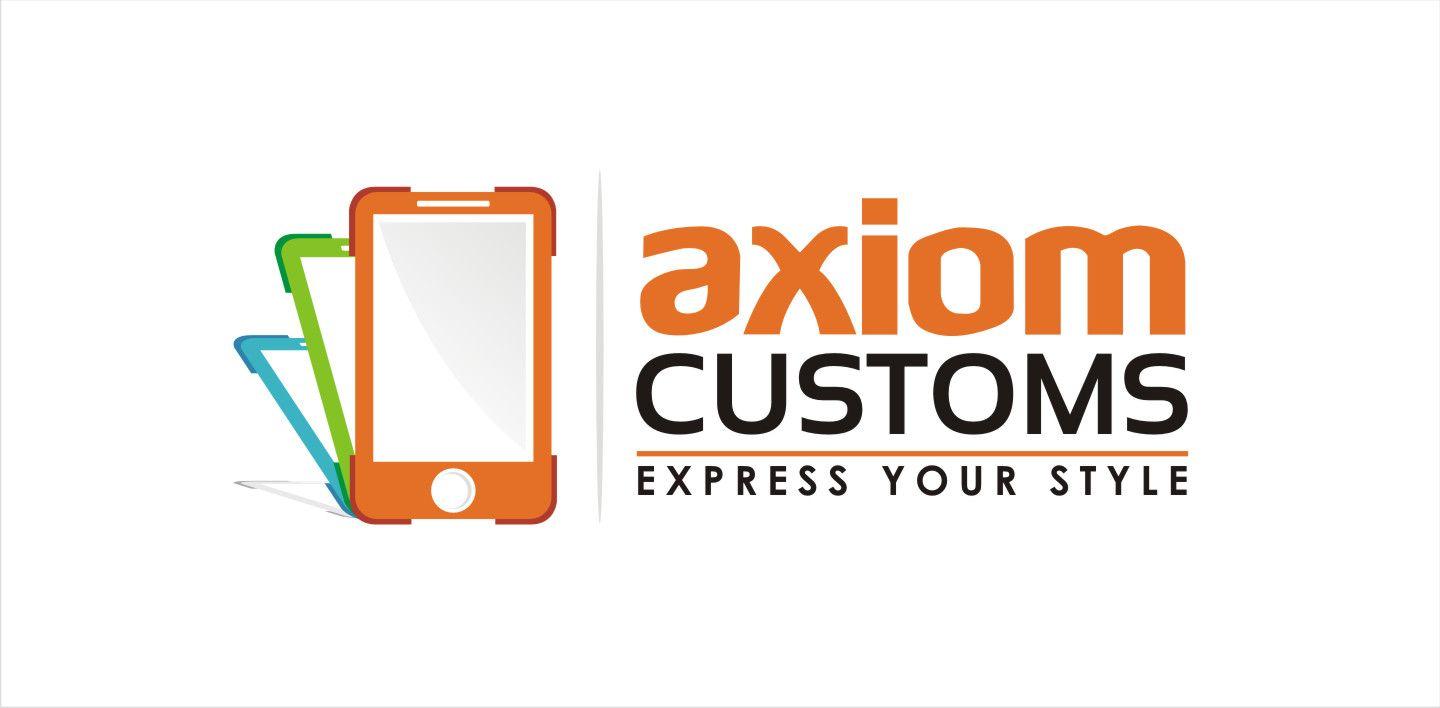 Modern Phone Logo - Playful, Modern, Cell Phone Logo Design for Axiom Customs ; tag line ...