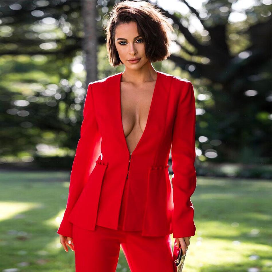 Two Red Women Logo - Seamyla New Winter Red Women Suit Sets 2018 Fashion Long Sleeve