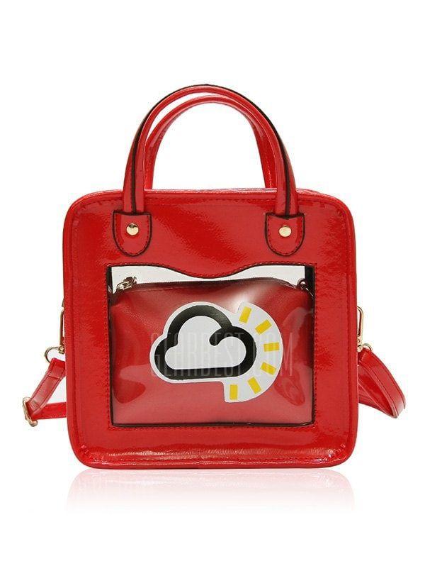 Two Red Women Logo - Two Pieces Transparent Handbag Set- RED Online Shopping