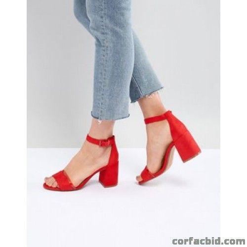 Two Red Women Logo - Bershka two part block heel sandals in red Women's Shoes ...