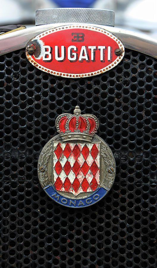 Bugatti Grill Logo - Vintage Sports Car Radiator Grill Bugatti Monaco Badges Photograph ...